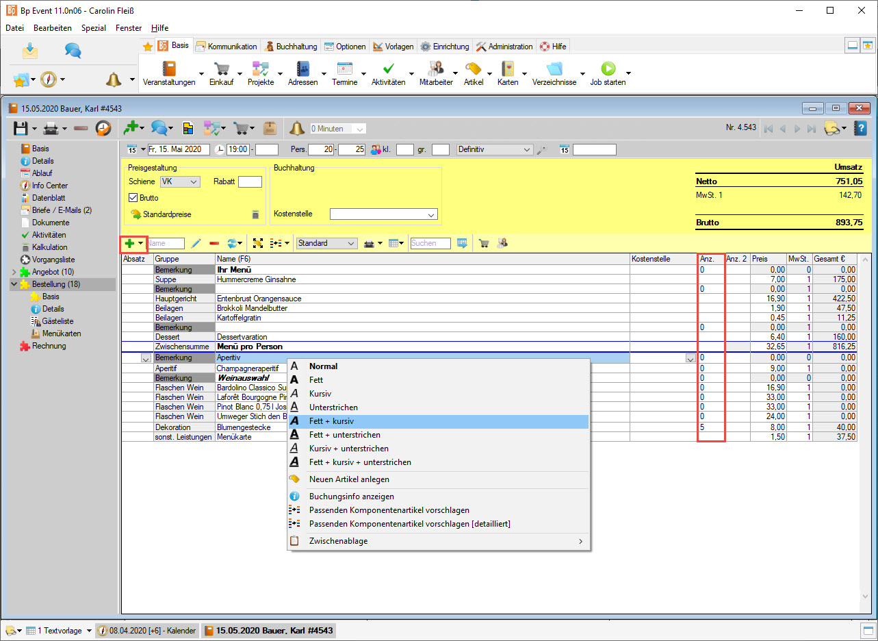 A1 S7 Bestellung formatieren
