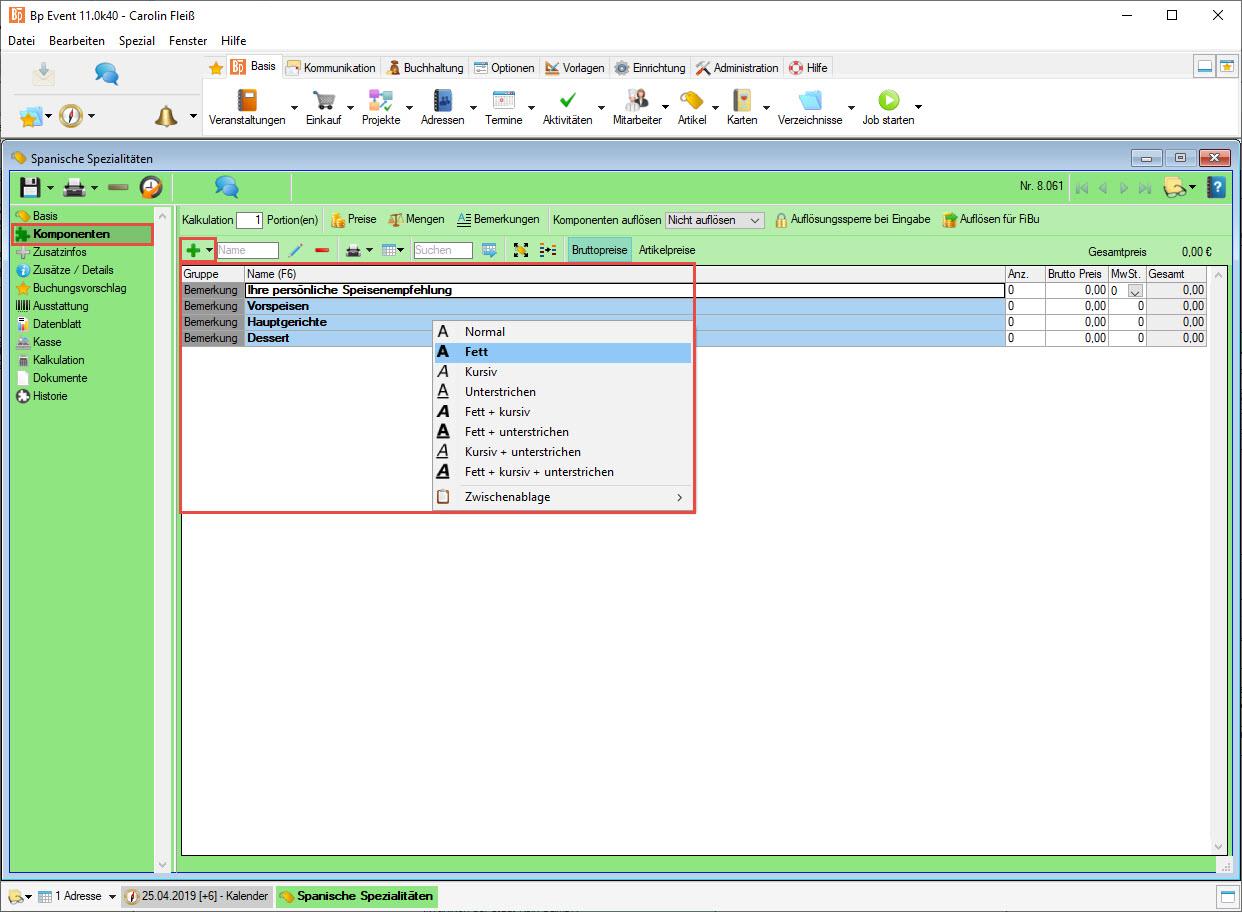 A4 S2 Komponenten Bemerkungen