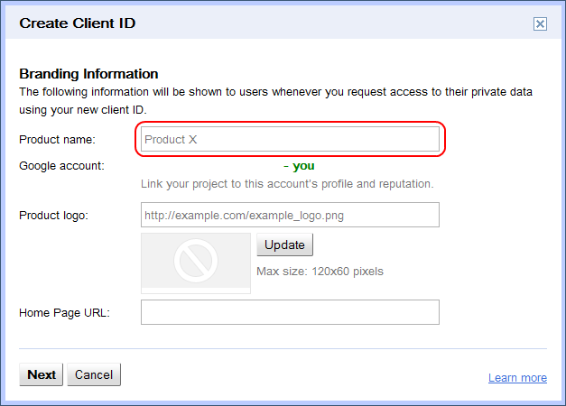 img_kalendersyncronisation_create client id_branding information
